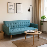 Canapea extensibila Inart, din lemn de brad si textil, 178Xx85x80 cm, turcoaz